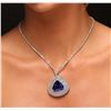 Image 2 : 18KT White Gold 24.23 ctw Tanzanite and Diamond Necklace