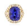 Image 3 : 14KT Yellow Gold 14.67 ctw GIA Cert Tanzanite and Diamond Ring