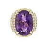 Image 1 : 14KT Yellow Gold 10.99 ctw Amethyst and Diamond Ring