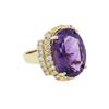 Image 2 : 14KT Yellow Gold 10.99 ctw Amethyst and Diamond Ring