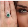 Image 2 : 18KT White Gold GIA Certified 1.50 ctw Emerald and Diamond Ring