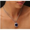 Image 1 : 14KT White Gold GIA Certified 20.78 ctw Tanzanite and Diamond Pendant With Chain