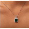 Image 2 : 14KT White Gold 7.76 ctw Emerald and Diamond Pendant With Chain