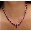 Image 2 : 14KT White Gold 56.00 ctw Ruby and Diamond Necklace