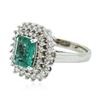 Image 4 : 14KT White Gold 1.20 ctw Emerald and Diamond Ring