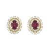 Image 3 : 14KT Yellow Gold 1.06 ctw Ruby and Diamond Earrings