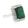 Image 4 : 14KT White Gold 7.86 ctw Emerald and Diamond Ring