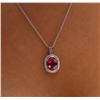 Image 2 : 14KT White Gold 4.70 ctw Tourmaline, Ruby and Diamond Pendant With Chain