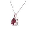 Image 7 : 14KT White Gold 4.70 ctw Tourmaline, Ruby and Diamond Pendant With Chain