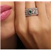 Image 5 : 14KT White Gold 0.32 ctw Emerald and Diamond Ring