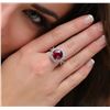 Image 2 : 18KT White Gold 6.08 ctw Rubellite and Diamond Ring