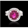 Image 3 : 18KT White Gold 6.08 ctw Rubellite and Diamond Ring
