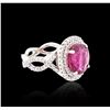 Image 4 : 18KT White Gold 6.08 ctw Rubellite and Diamond Ring