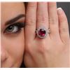 Image 6 : 18KT White Gold 6.08 ctw Rubellite and Diamond Ring