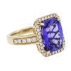 Image 2 : 14KT Yellow Gold 7.68 ctw Tanzanite and Diamond Ring