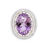Image 1 : 14KT Two-Tone Gold 8.09 ctw Amethyst and Diamond Ring