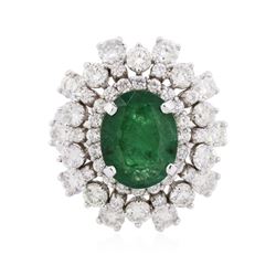 14KT White Gold 3.08 ctw Emerald and Diamond Ring