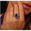 Image 2 : 14KT Yellow Gold 7.74 ctw GIA Cert Tanzanite and Diamond Ring