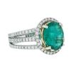 Image 2 : 14KT Two-Tone Gold 2.21 ctw Emerald and Diamond Ring