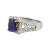 Image 2 : 14KT Two-Tone Gold 4.35 ctw Tanzanite and Diamond Ring