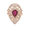 Image 3 : 14KT Rose Gold 1.78 ctw Ruby and Diamond Ring