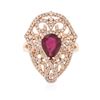 Image 3 : 14KT Rose Gold 1.78 ctw Ruby and Diamond Ring