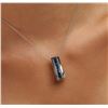 Image 2 : 14KT White Gold 1.18 ctw Sapphire and Diamond Pendant With Chain