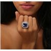 Image 1 : 14KT White Gold GIA Certified 14.80 ctw Tanzanite and Diamond Ring