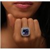 Image 2 : 14KT White Gold GIA Certified 14.80 ctw Tanzanite and Diamond Ring