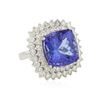 Image 4 : 14KT White Gold GIA Certified 14.80 ctw Tanzanite and Diamond Ring