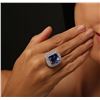 Image 5 : 14KT White Gold GIA Certified 14.80 ctw Tanzanite and Diamond Ring