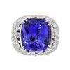 Image 3 : 18KT White Gold GIA Certified 15.08 ctw Tanzanite and Diamond Ring