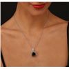 Image 1 : 14KT White Gold 6.68 ctw Black Diamond Pendant With Chain