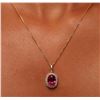 Image 2 : 14KT Yellow Gold 2.42 ctw Tourmaline and Diamond Pendant A8635