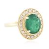 Image 4 : 14KT Yellow Gold 2.75 ctw Emerald and Diamond Ring