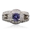 Image 1 : 14KT White Gold 1.10 ctw Tanzanite and Diamond Ring