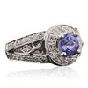 Image 2 : 14KT White Gold 1.10 ctw Tanzanite and Diamond Ring