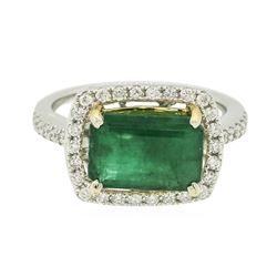 14KT Two-Tone Gold 2.77 ctw Emerald and Diamond Ring