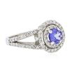 Image 2 : 14KT White Gold 0.64 ctw Tanzanite and Diamond Ring