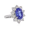 Image 2 : 14KT White Gold 4.89 ctw Tanzanite and Diamond Ring