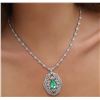 Image 6 : 18KT White Gold 5.64 ctw Emerald and Diamond Necklace