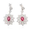 Image 3 : 14KT White Gold 4.32 ctw Ruby and Diamond Earrings