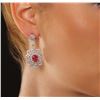 Image 6 : 14KT White Gold 4.32 ctw Ruby and Diamond Earrings