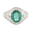 Image 3 : 14KT White Gold 2.02 ctw Emerald and Diamond Ring