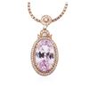 Image 4 : 14KT Rose Gold 32.47 ctw GIA Certified Kunzite and Diamond Pendant With Chain