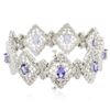 Image 4 : 14KT White Gold 7.20 ctw Tanzanite and Diamond Bracelet