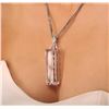 Image 2 : 14KT White Gold 155.79 ctw Kunzite and Diamond Pendant With Chain