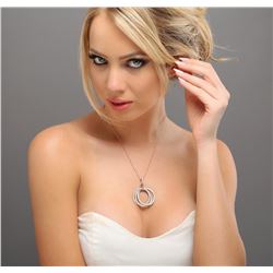 14KT Three-Tone Gold 1.53 ctw Diamond Pendant With Chain