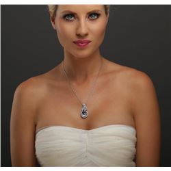 18KT White Gold 4.54 ctw Tanzanite and Diamond Pendant With Chain