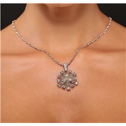14KT White Gold 3.02 ctw Diamond Pendant With Chain